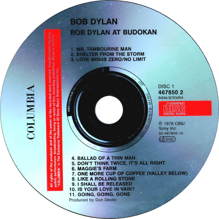 Cartula Cd1 de Bob Dylan - At Budokan