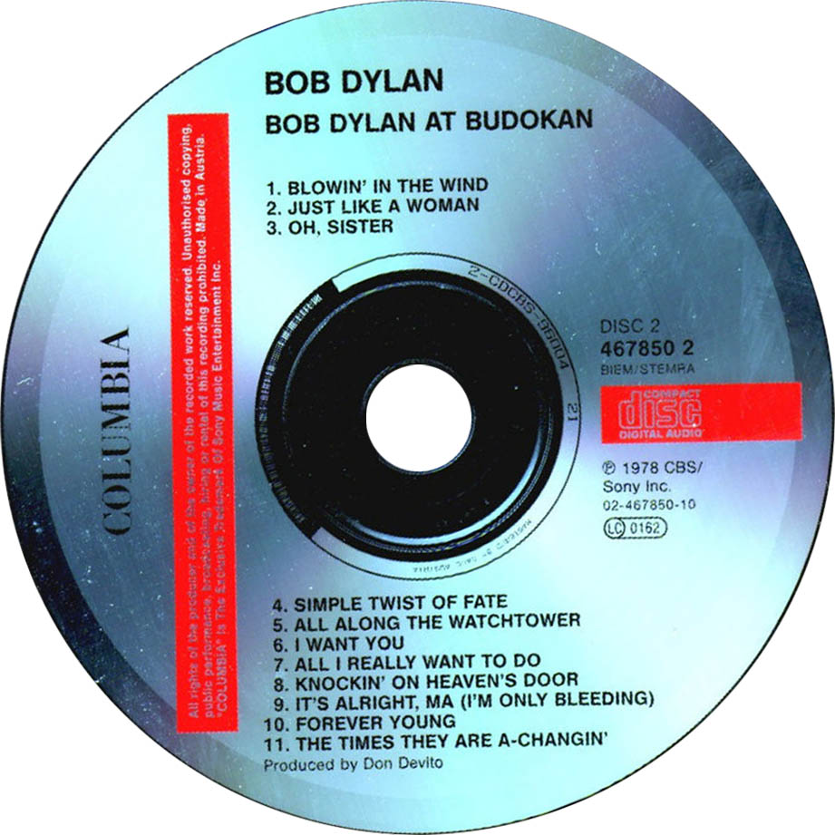 Cartula Cd2 de Bob Dylan - At Budokan