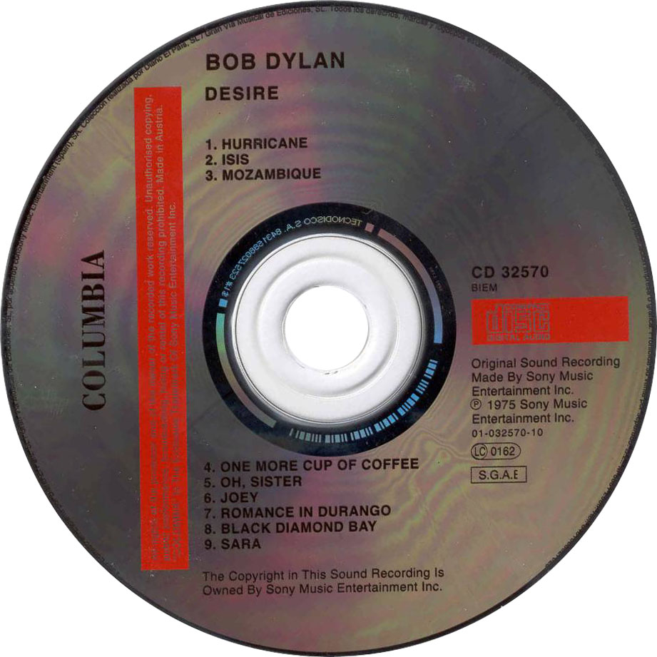 Cartula Cd de Bob Dylan - Desire