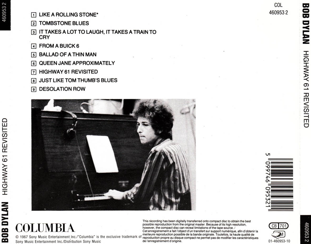Cartula Trasera de Bob Dylan - Highway 61 Revisited
