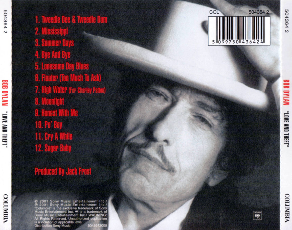 Cartula Trasera de Bob Dylan - Love And Theft