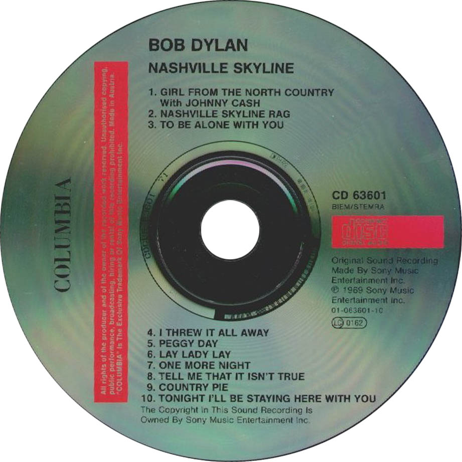 Cartula Cd de Bob Dylan - Nashville Skyline