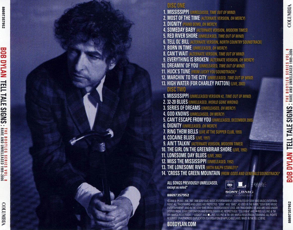 Cartula Trasera de Bob Dylan - Tell Tale Signs: The Bootleg Series Volume 8