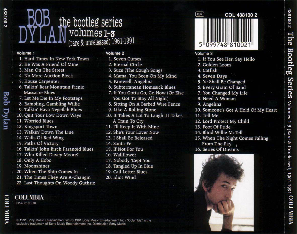 Cartula Trasera de Bob Dylan - The Bootleg Series Volumes 1-3 (Rare & Unreleased) 1961-1991