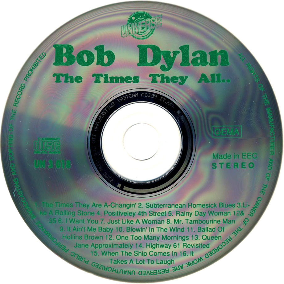Cartula Cd de Bob Dylan - The Times They Are A-Changin' (16 Canciones)