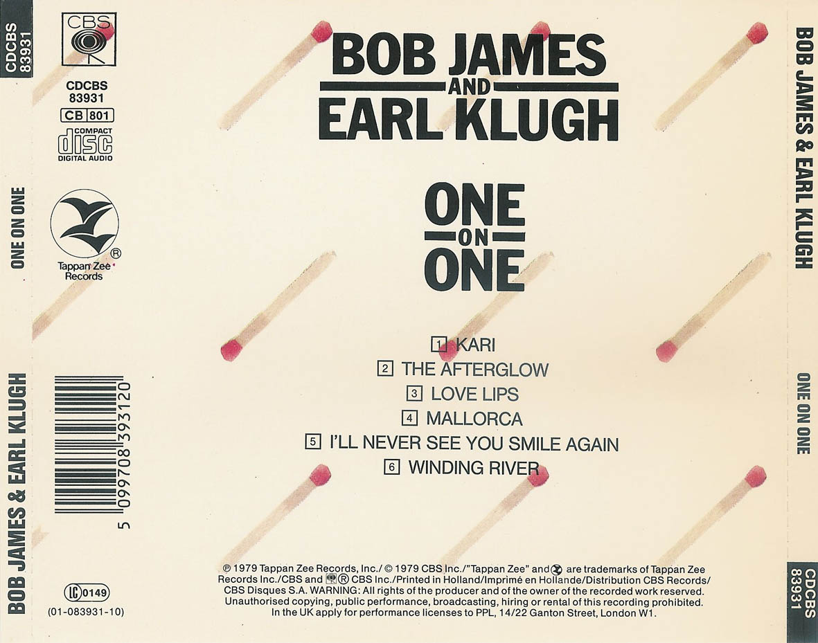 Cartula Trasera de Bob James & Earl Klugh - One On One
