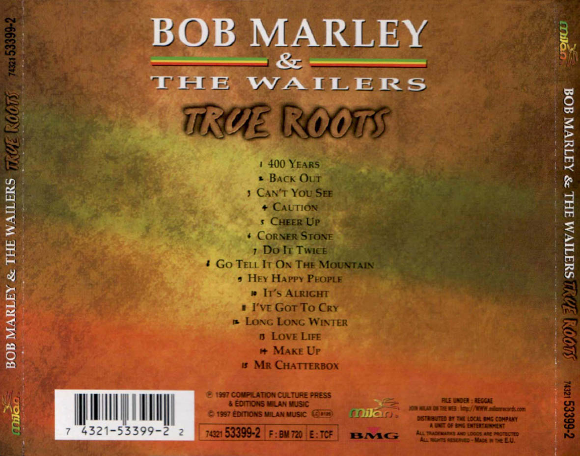 Cartula Trasera de Bob Marley & The Wailers - True Roots