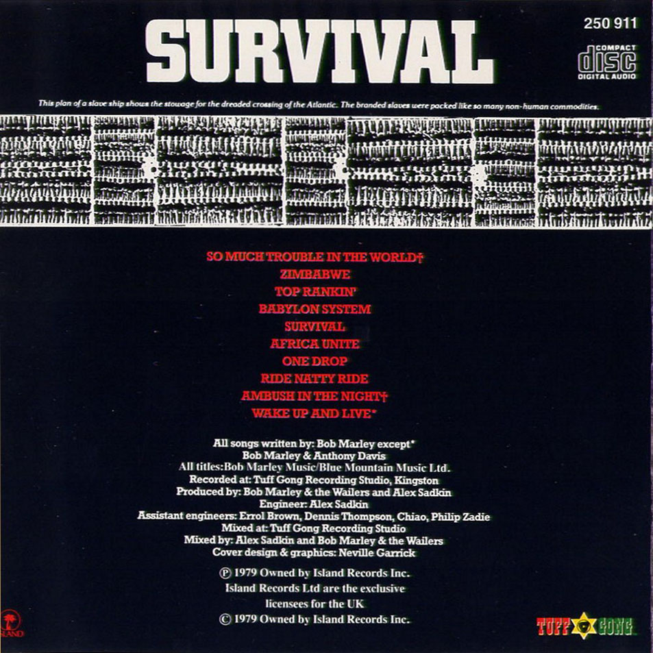 Cartula Interior Frontal de Bob Marley & The Wailers - Survival