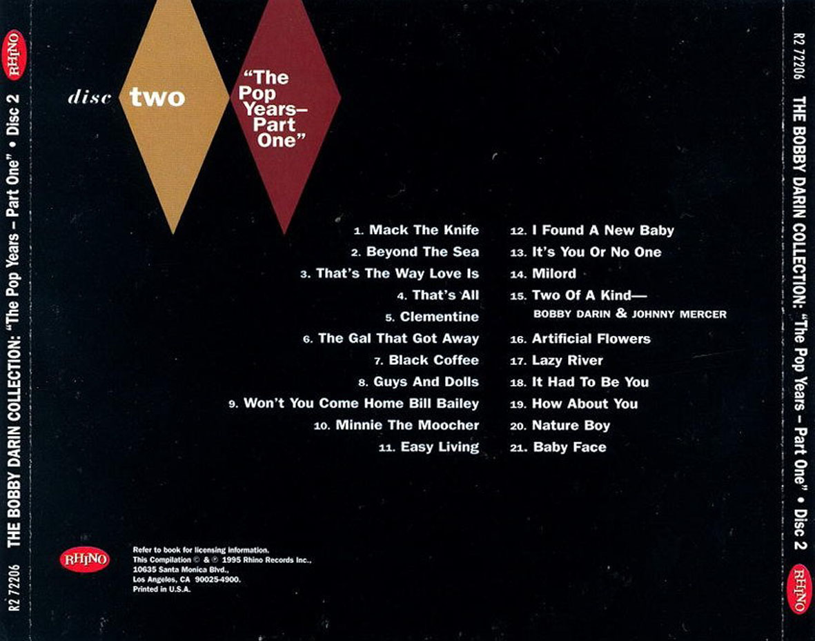 Cartula Trasera de Bobby Darin - The Bobby Darin Collection: The Pop Years, Part 1 - Disc 2