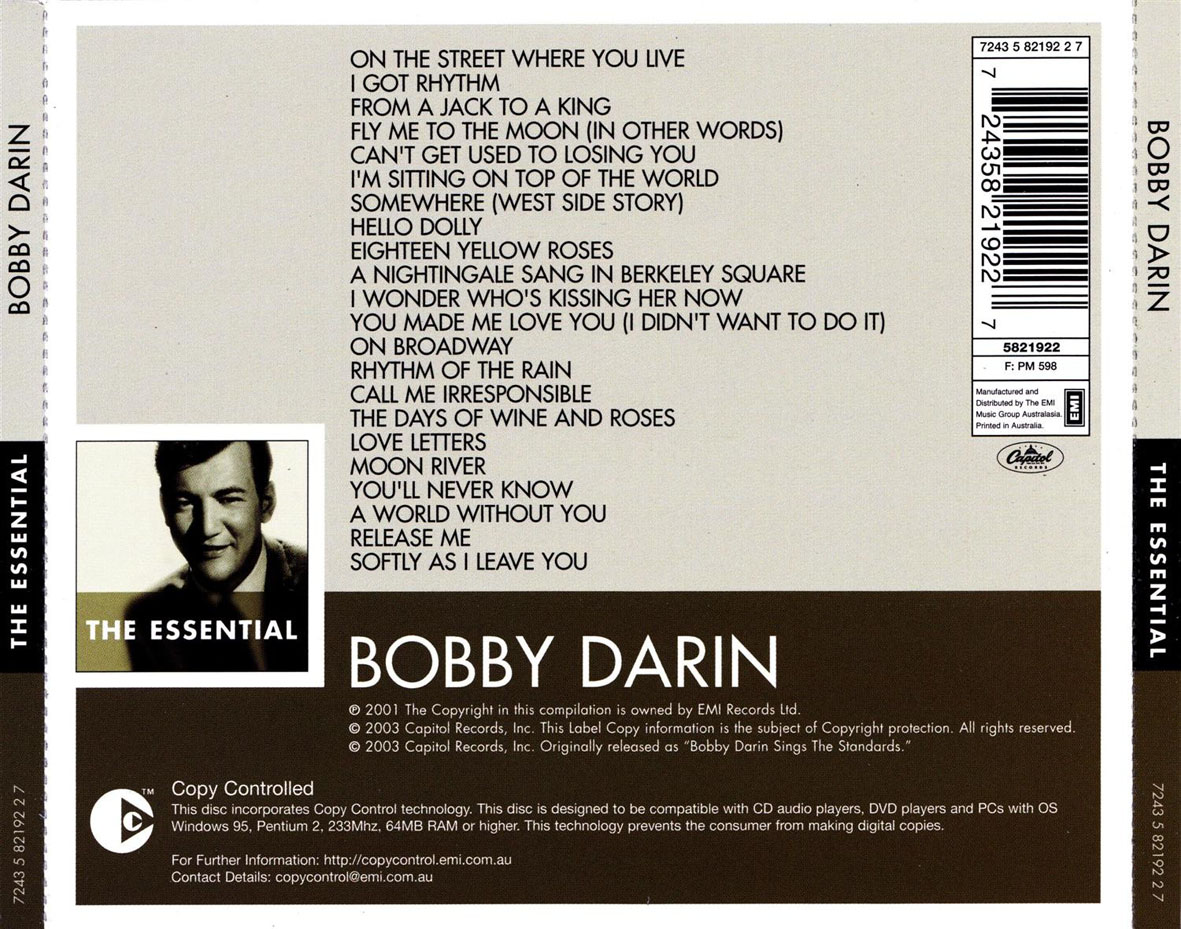 Cartula Trasera de Bobby Darin - The Essential