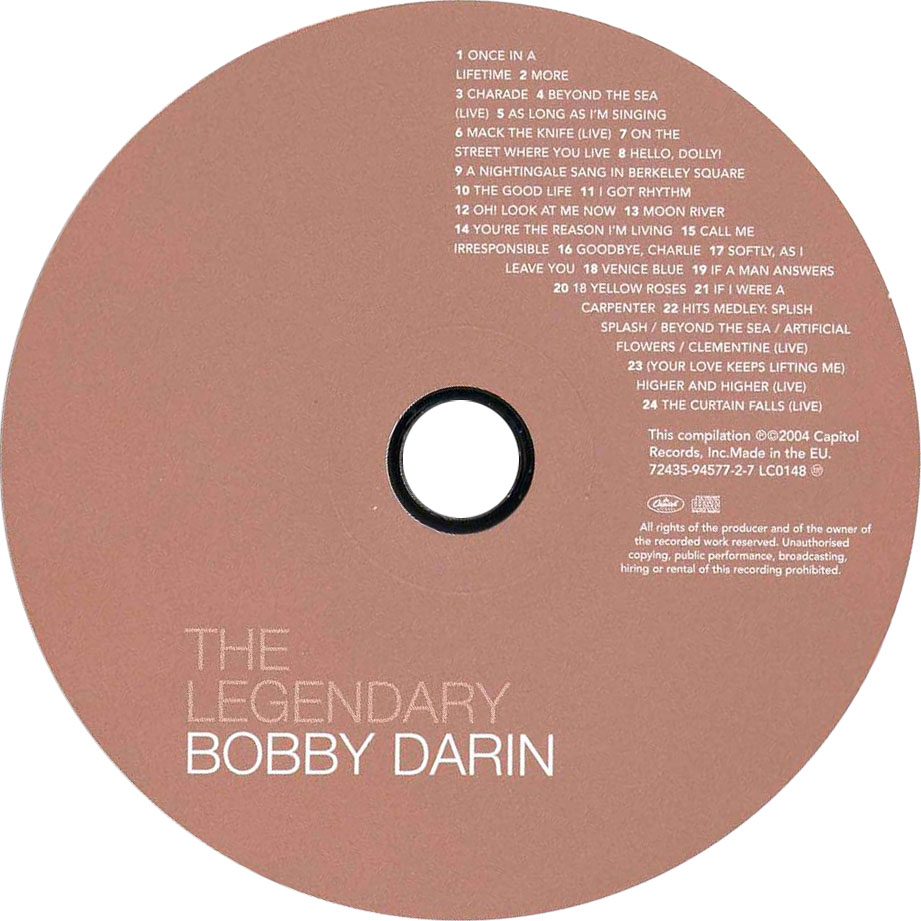 Cartula Cd de Bobby Darin - The Legendary Bobby Darin