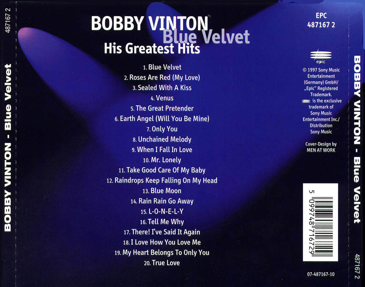 Cartula Trasera de Bobby Vinton - Blue Velvet: His Greatest Hits