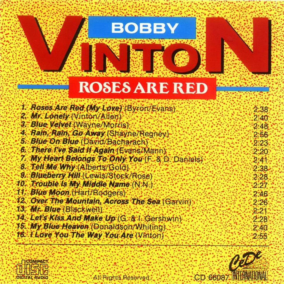 Cartula Interior Frontal de Bobby Vinton - Roses Are Red