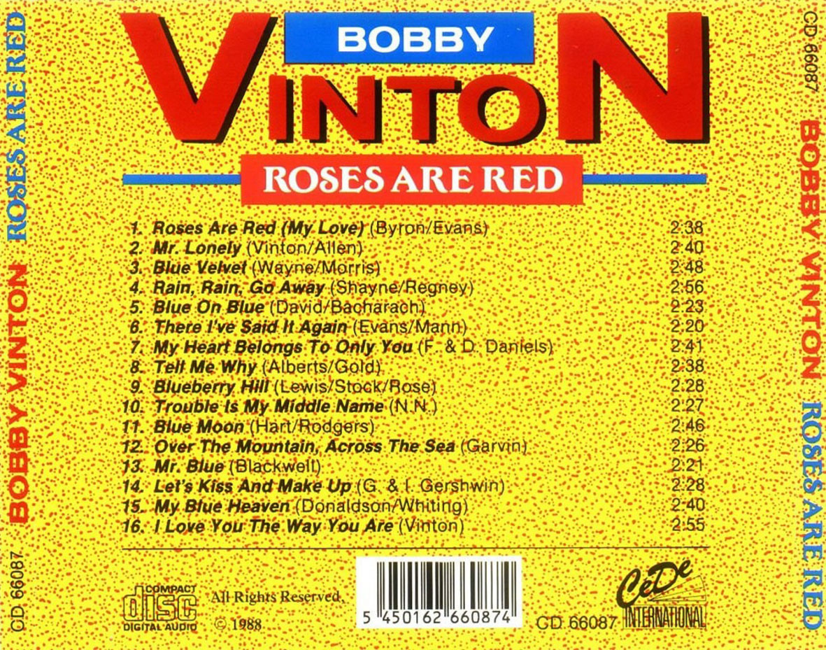 Cartula Trasera de Bobby Vinton - Roses Are Red