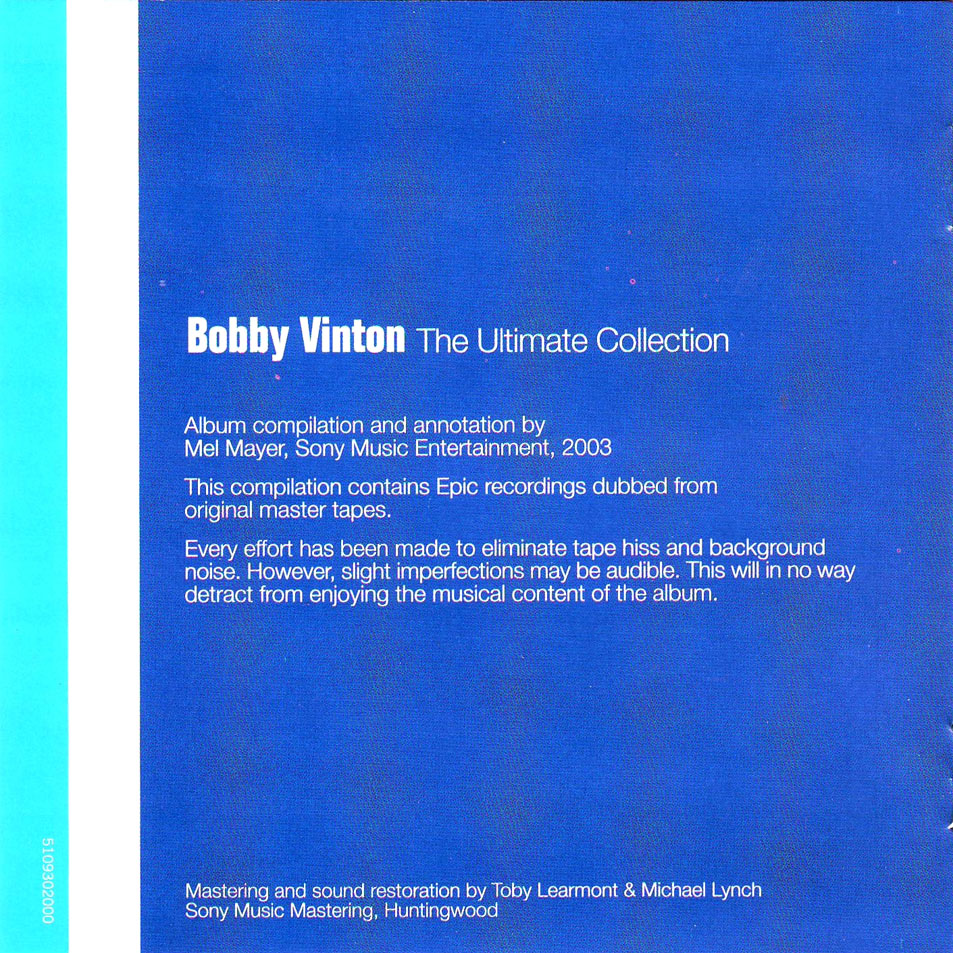 Cartula Interior Frontal de Bobby Vinton - The Ultimate Collection