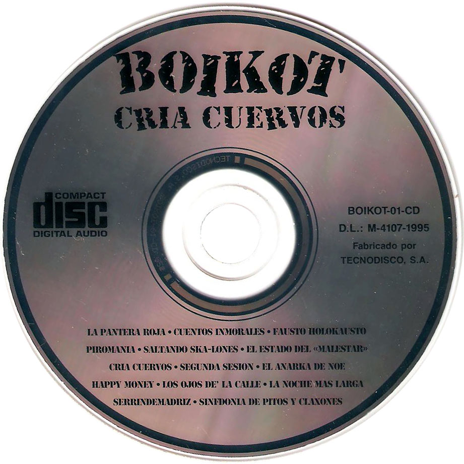 Cartula Cd de Boikot - Cria Cuervos