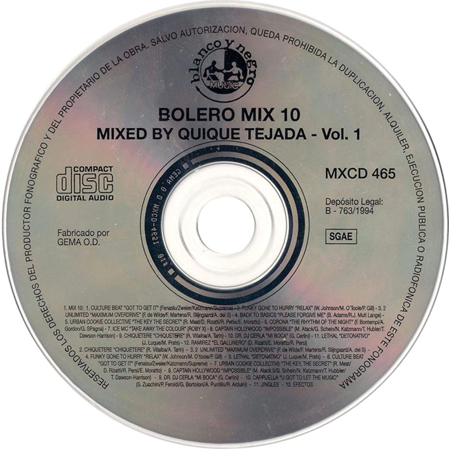 Cartula Cd1 de Bolero Mix 10