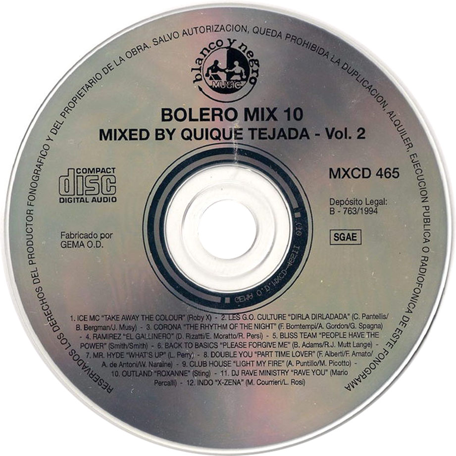 Cartula Cd2 de Bolero Mix 10