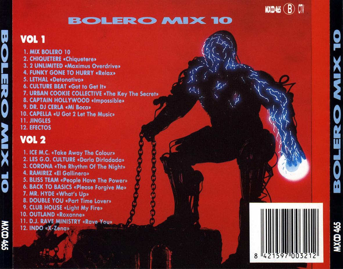 Cartula Trasera de Bolero Mix 10