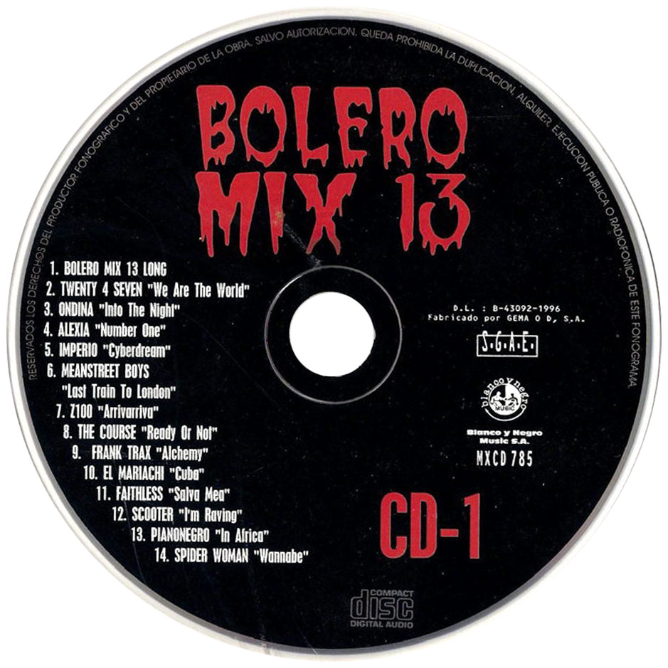 Cartula Cd1 de Bolero Mix 13