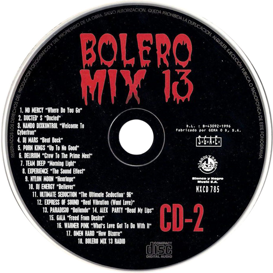 Cartula Cd2 de Bolero Mix 13