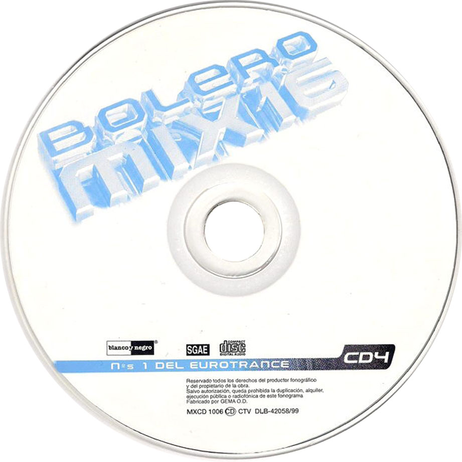 Cartula Cd4 de Bolero Mix 16