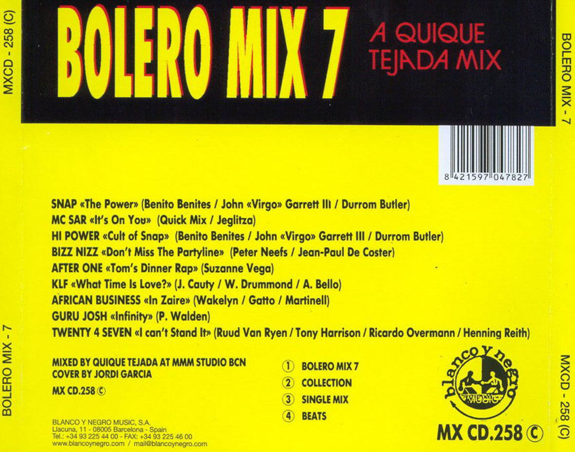 Cartula Trasera de Bolero Mix 7