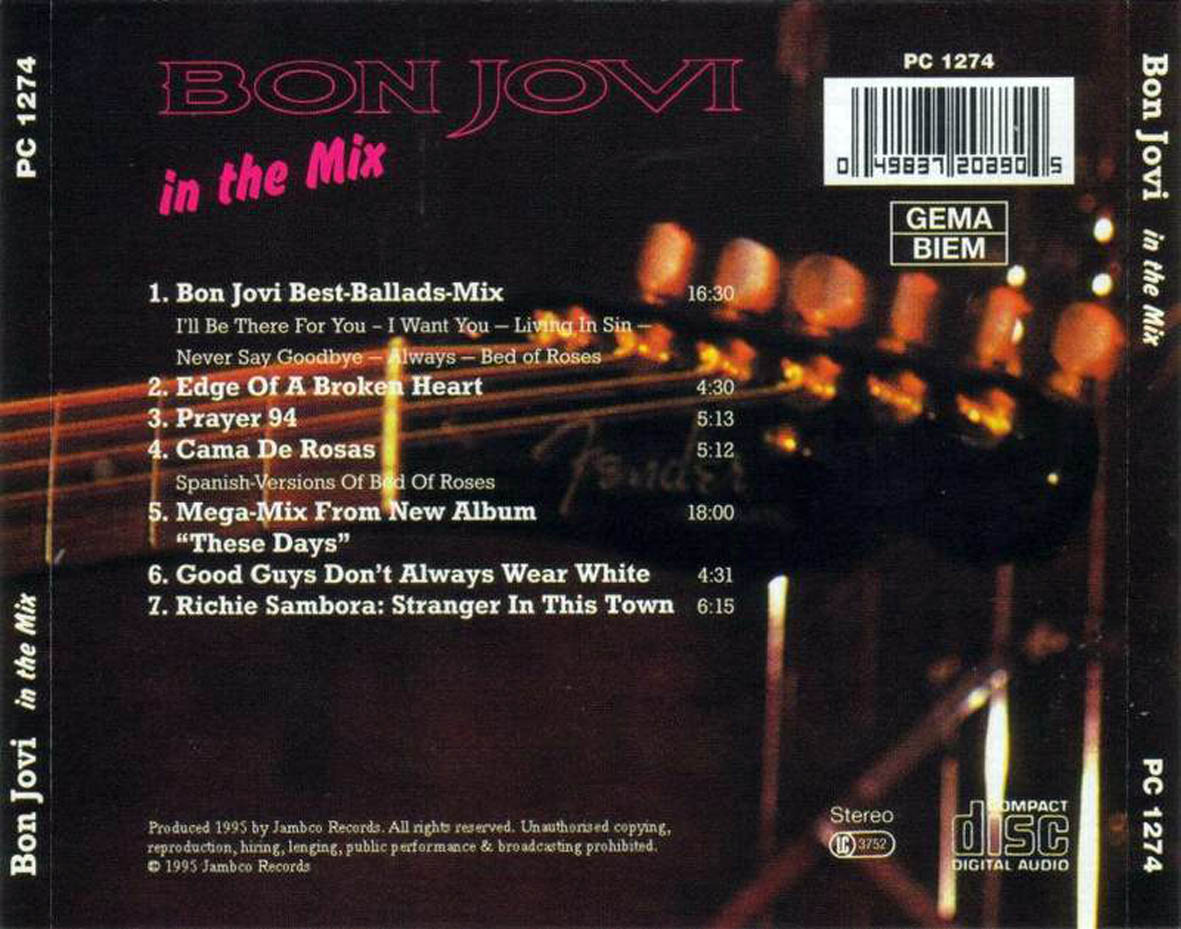 Cartula Trasera de Bon Jovi - In The Mix