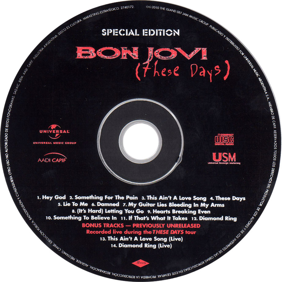 Cartula Cd1 de Bon Jovi - These Days (Special Edition)