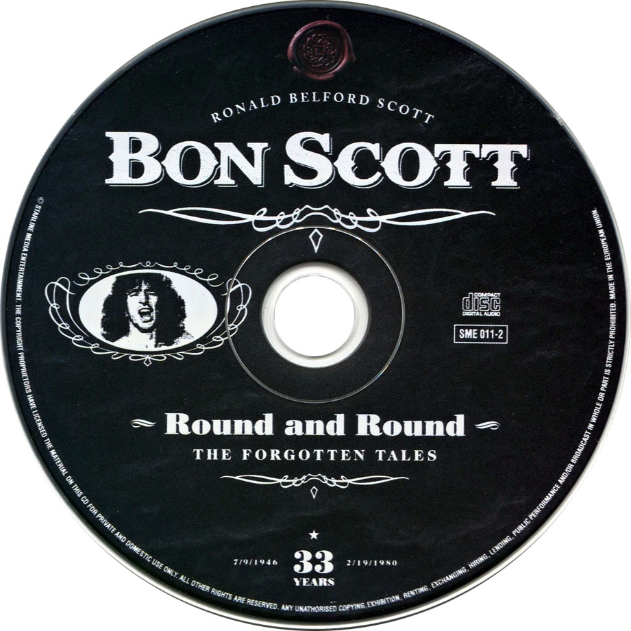 Cartula Cd de Bon Scott - Round & Round