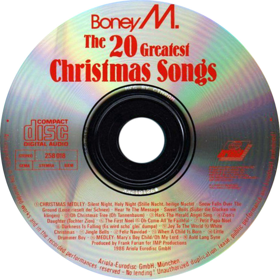 Cartula Cd de Boney M. - The 20 Greatest Christmas Songs