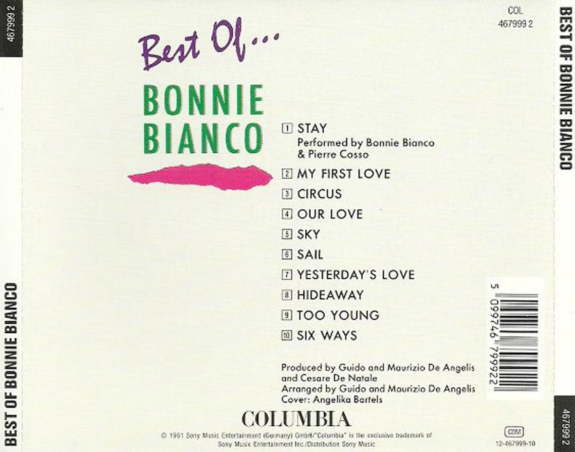 Cartula Trasera de Bonnie Bianco - Best Of Bonnie Bianco