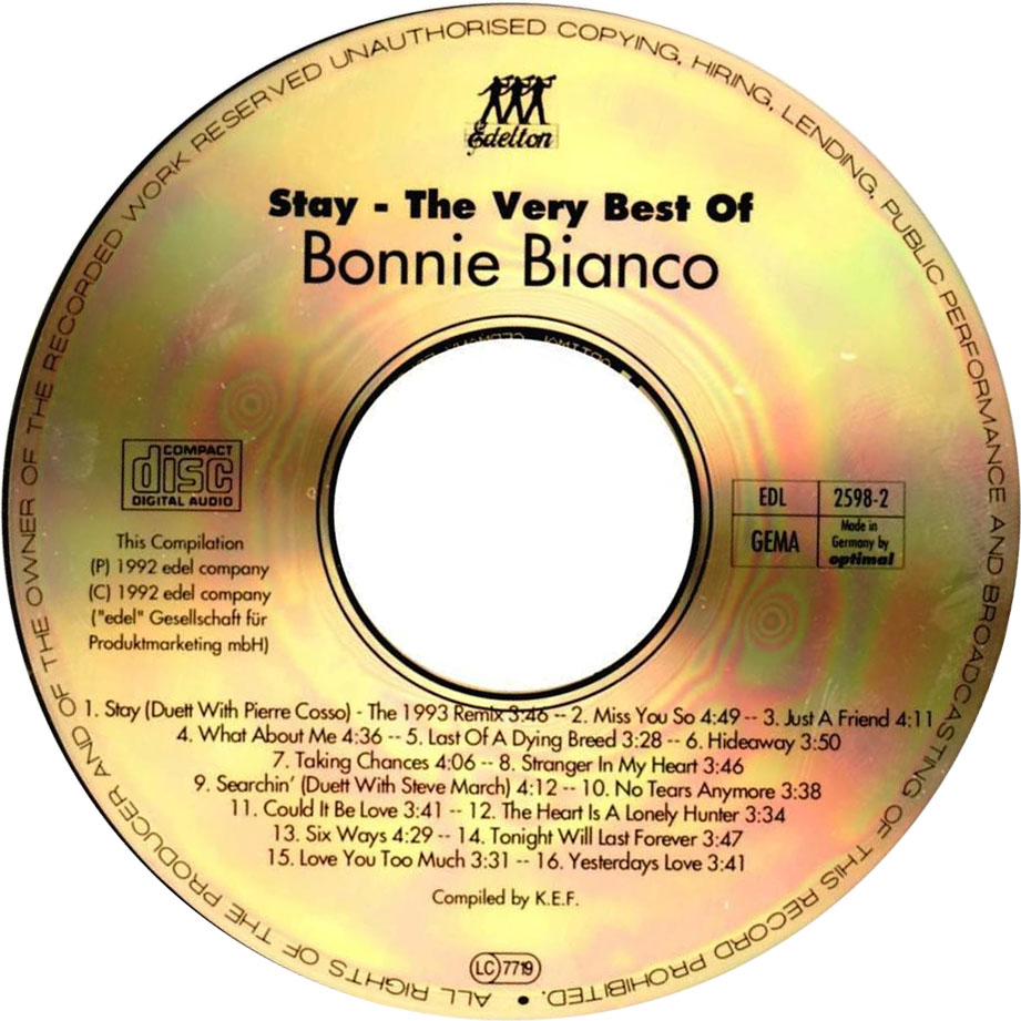 Cartula Cd de Bonnie Bianco - Stay: The Very Best Of Bonnie Bianco