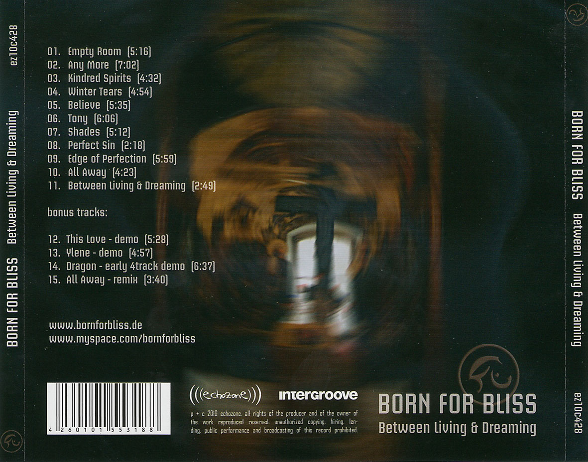 Cartula Trasera de Born For Bliss - Between Living & Dreaming