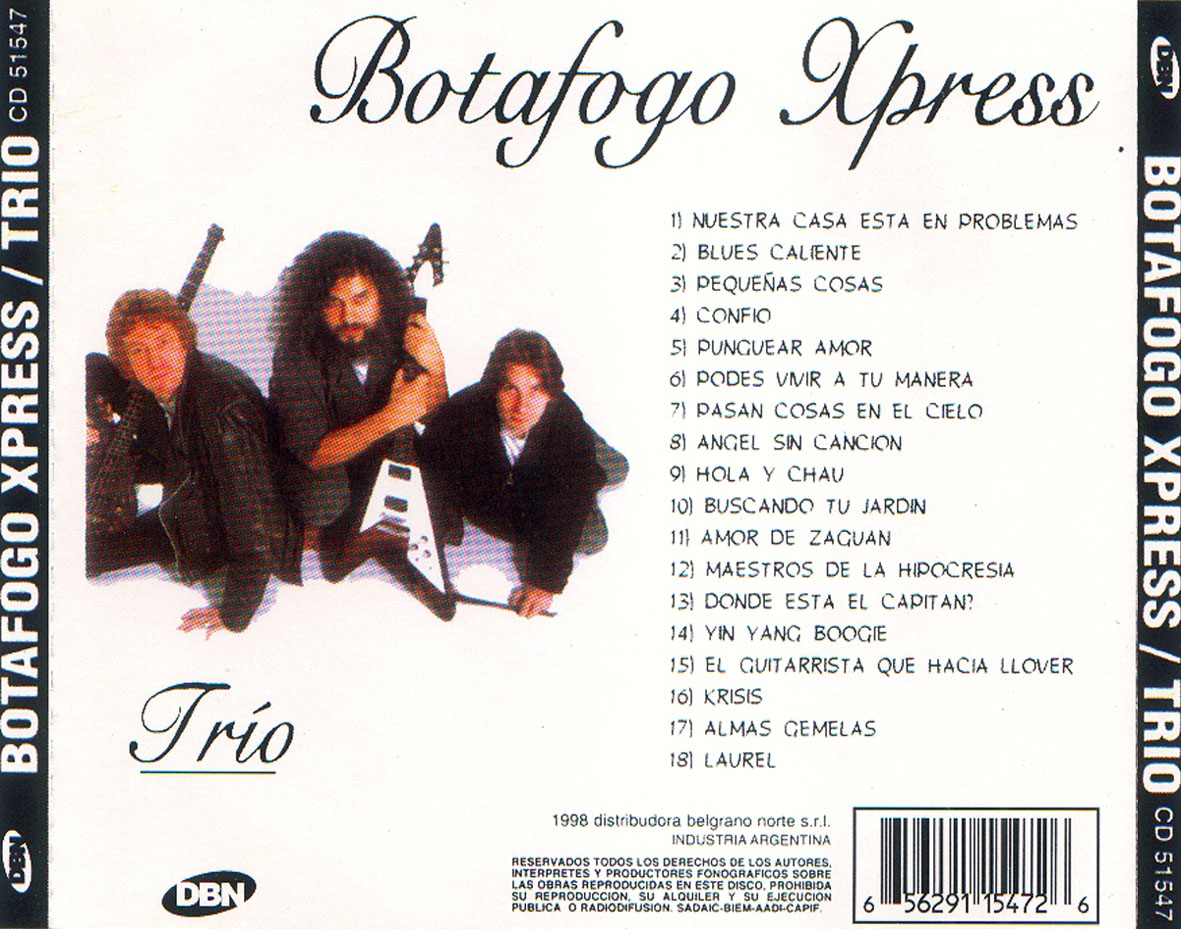 Cartula Trasera de Botafogo - Botafogo Xpress / Trio
