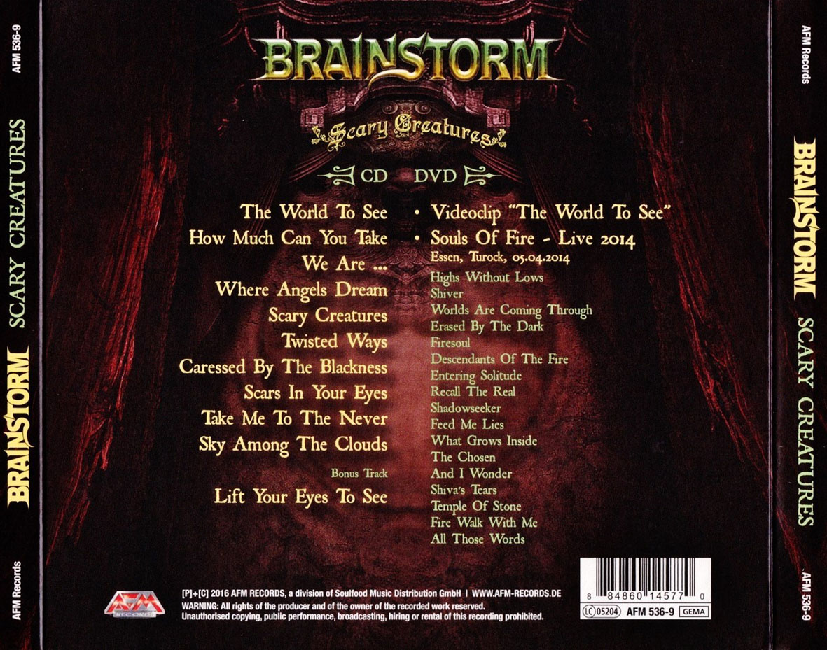Cartula Trasera de Brainstorm - Scary Creatures (Limited Edition)