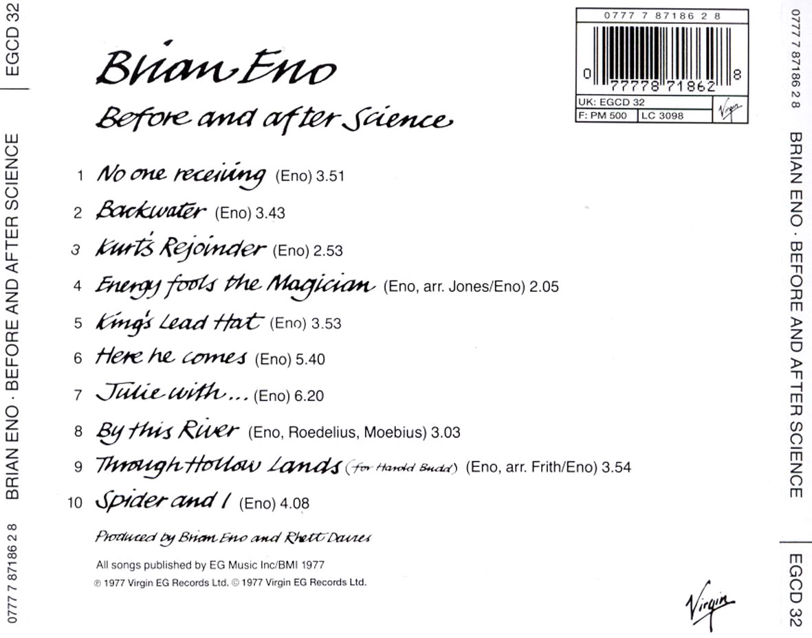 Cartula Trasera de Brian Eno - Before & After Science