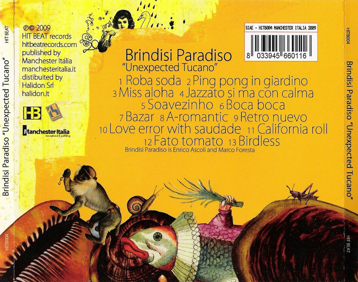 Cartula Trasera de Brindisi Paradiso - Unexpected Tucano