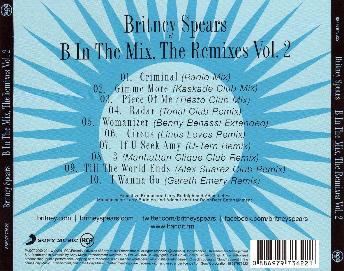 Cartula Trasera de Britney Spears - B In The Mix: The Remixes Volume 2