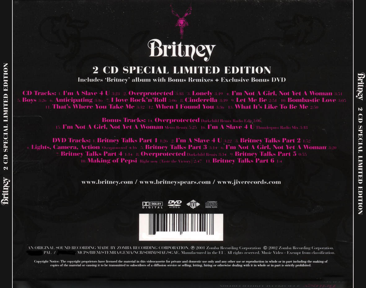 Cartula Trasera de Britney Spears - Britney (2 Cd Special Limited Edition)