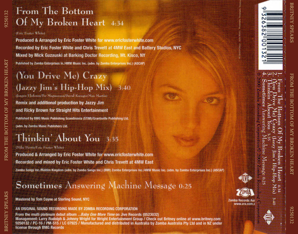 Cartula Trasera de Britney Spears - From The Bottom Of My Broken Heart (Cd Single) (Australia)