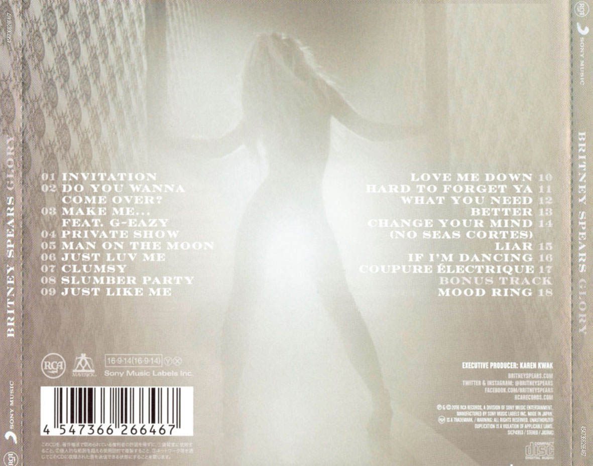 Cartula Trasera de Britney Spears - Glory (Japan Edition)