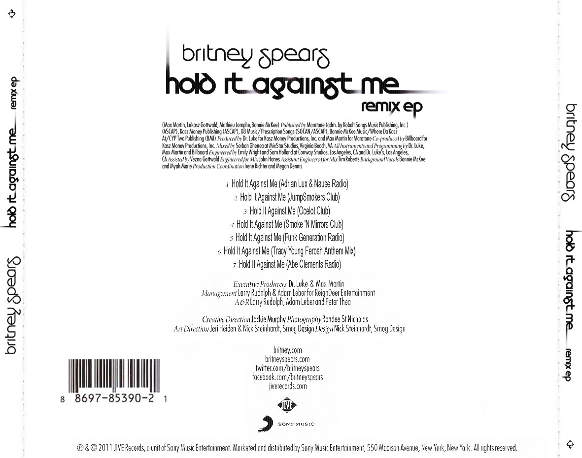 Cartula Trasera de Britney Spears - Hold It Against Me (Remix Ep)