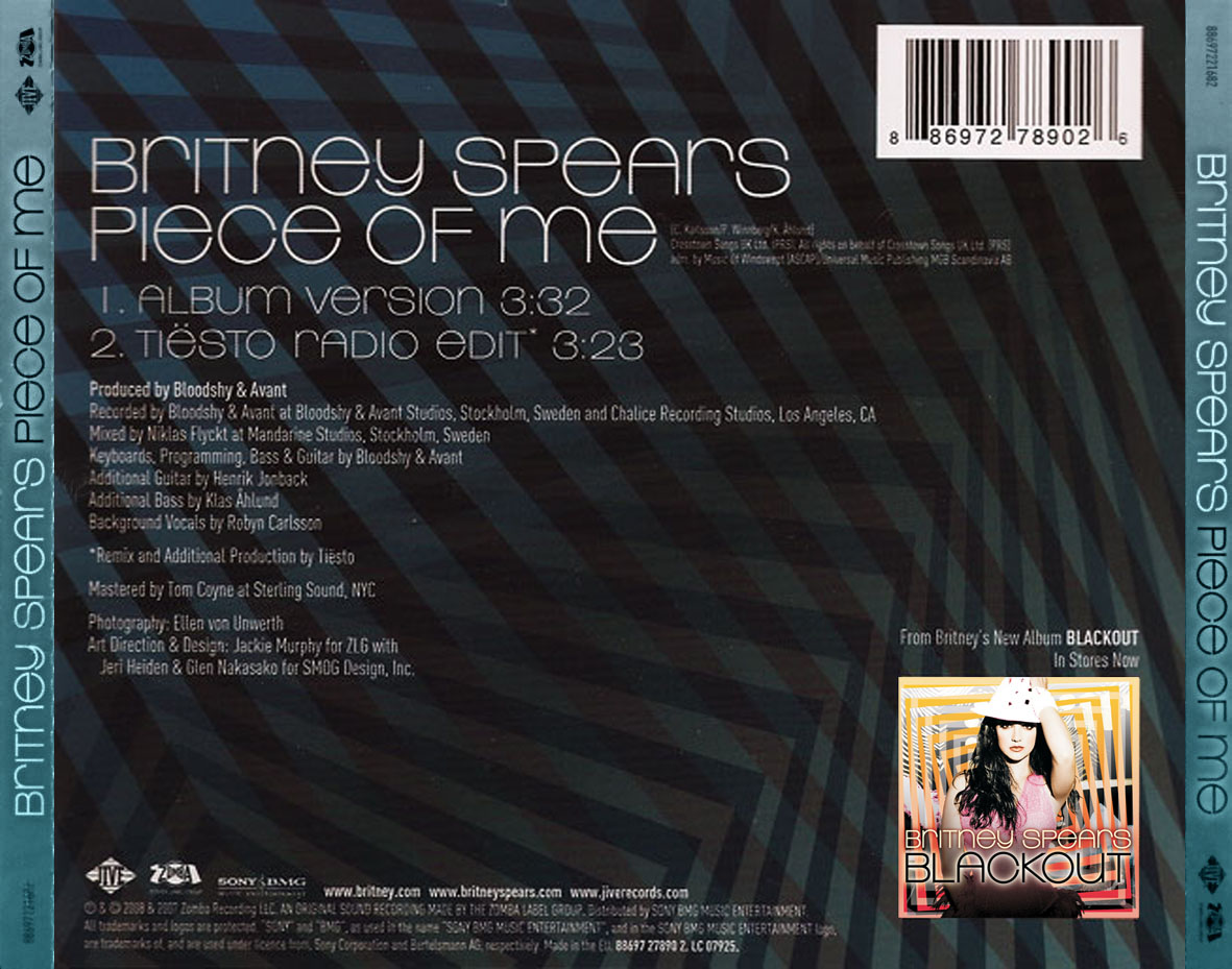 Cartula Trasera de Britney Spears - Piece Of Me Cd1 (Cd Single) (Alemania)