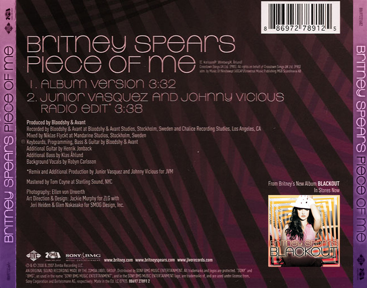 Cartula Trasera de Britney Spears - Piece Of Me Cd2 (Cd Single) (Alemania)