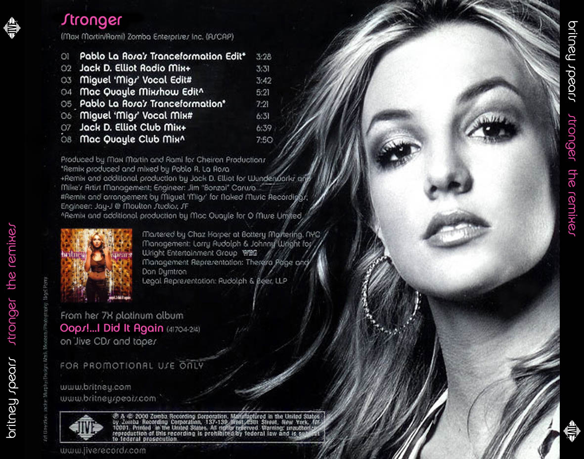 Cartula Trasera de Britney Spears - Stronger (The Remixes)