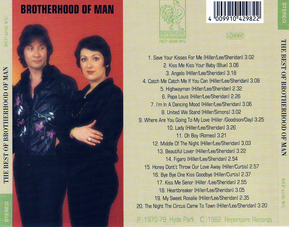 Cartula Trasera de Brotherhood Of Man - The Best Of Brotherhood Of Man