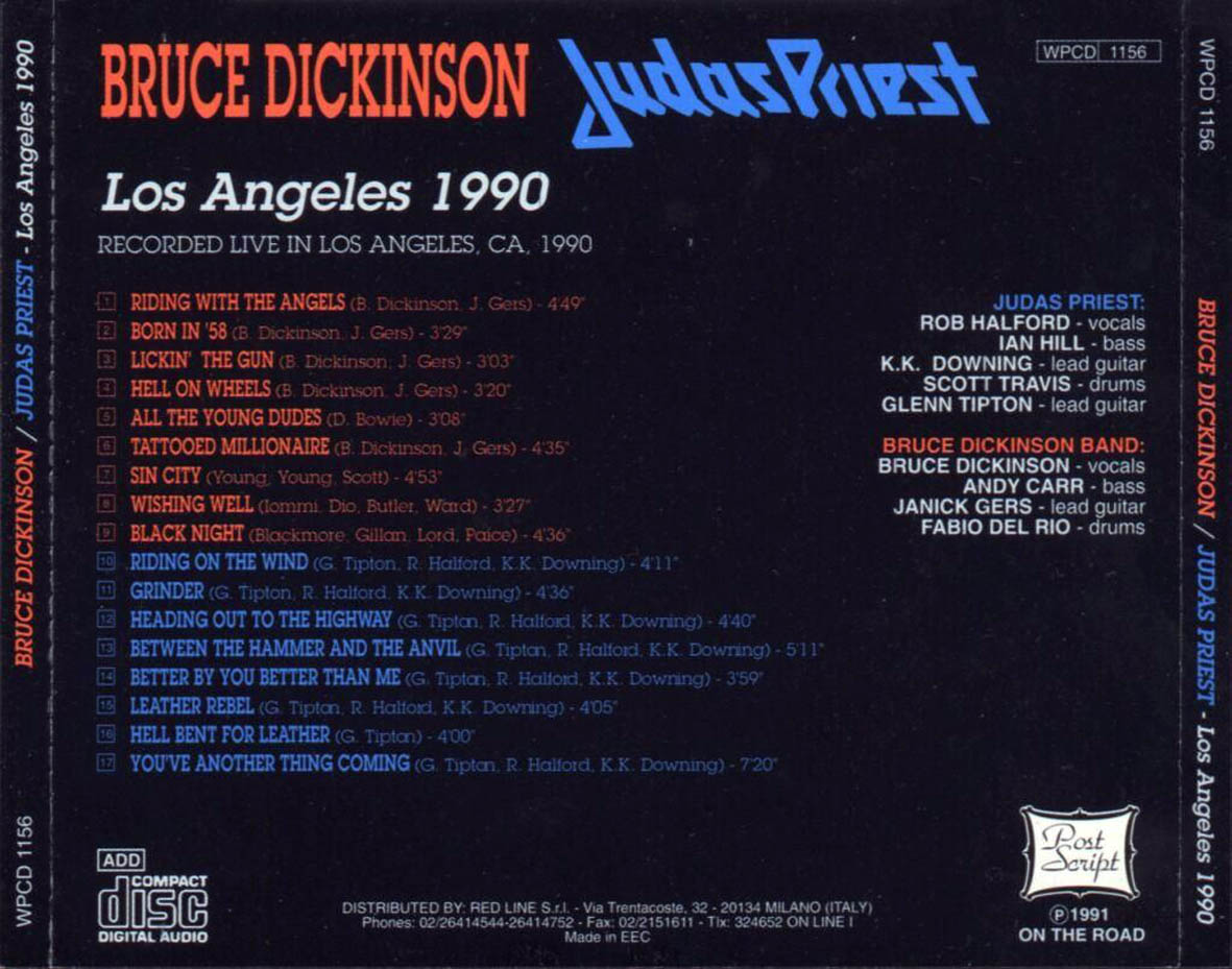 Cartula Trasera de Bruce Dickinson / Judas Priest - Los Angeles 1990
