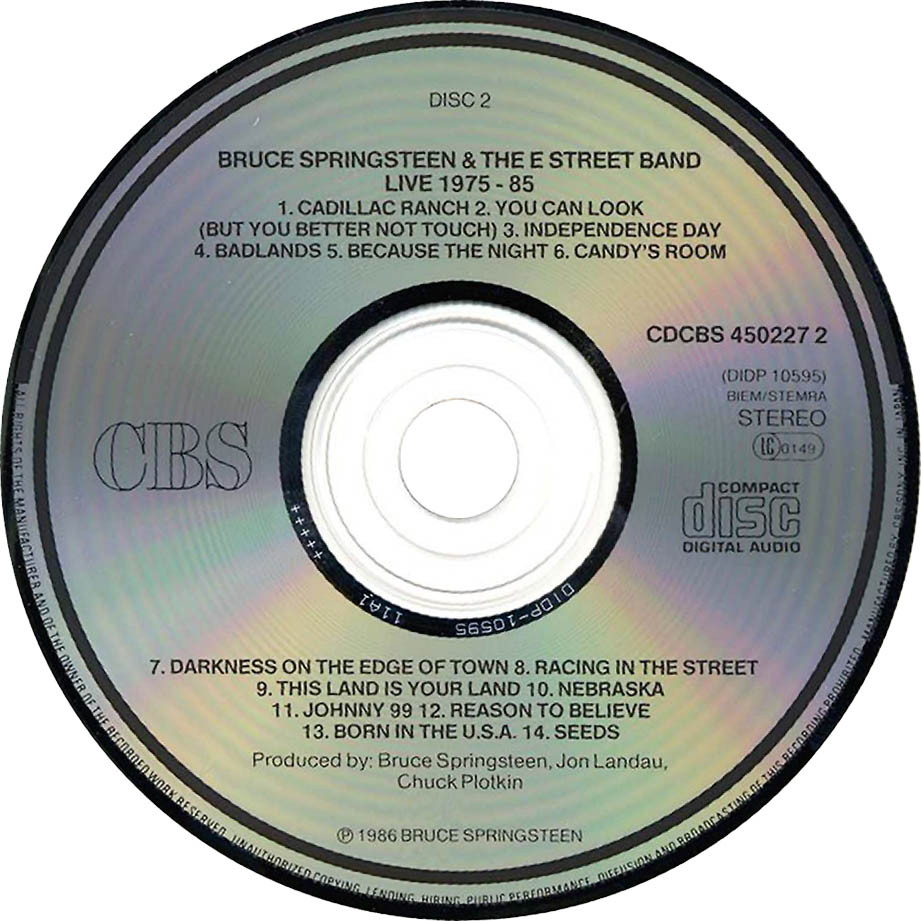 Cartula Cd2 de Bruce Springsteen & The E Street Band - Live 1975-85 3