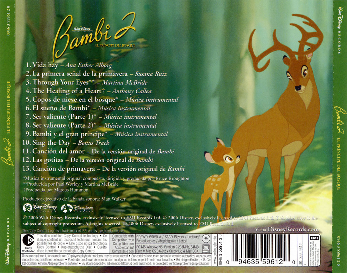 Cartula Trasera de Bso Bambi Ii: El Principe Del Bosque (Version En Espaol)